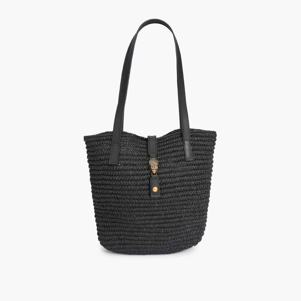 Bolso Tote Kurt Geiger Hampton Raffia Mujer Negros | Mexico-64950819