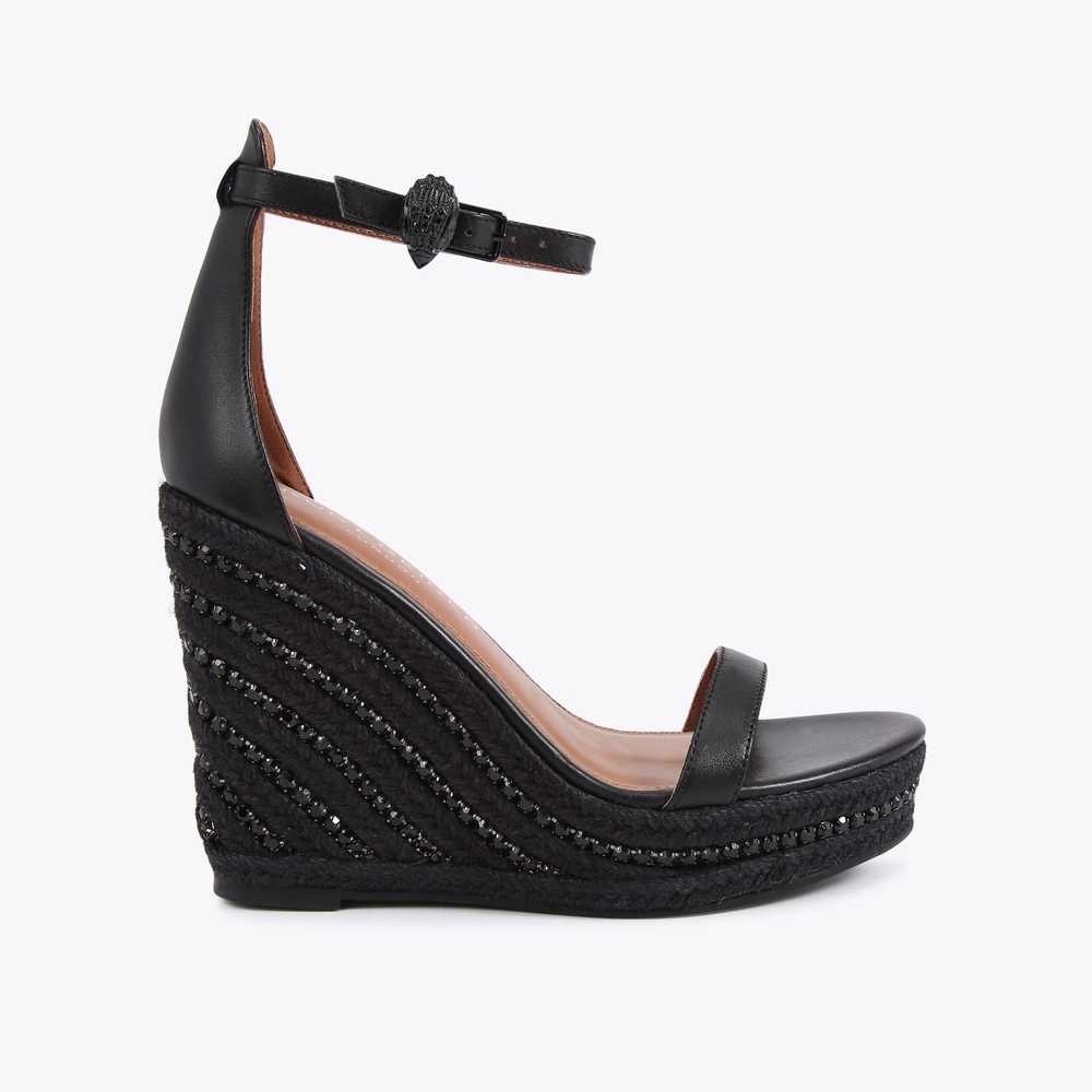 Sandalias Cuña Kurt Geiger Shoreditch Wedge Mujer Negros | Mexico-16530979