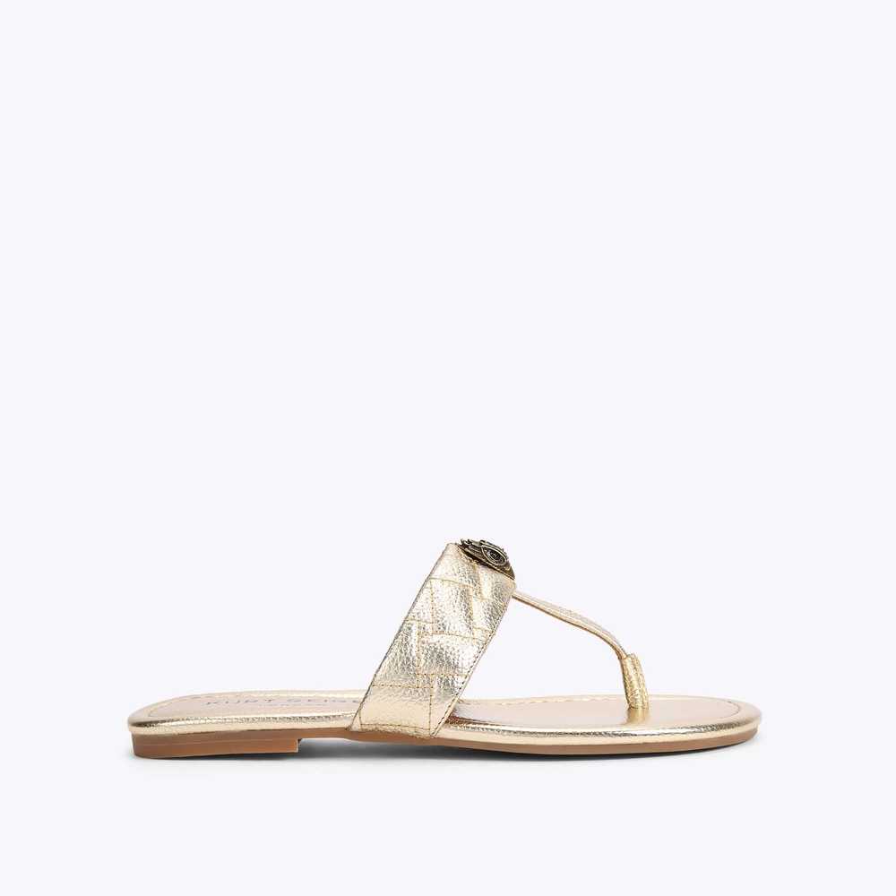 Sandalias Kurt Geiger Kensington T-bar Mujer Dorados | Mexico-57893149
