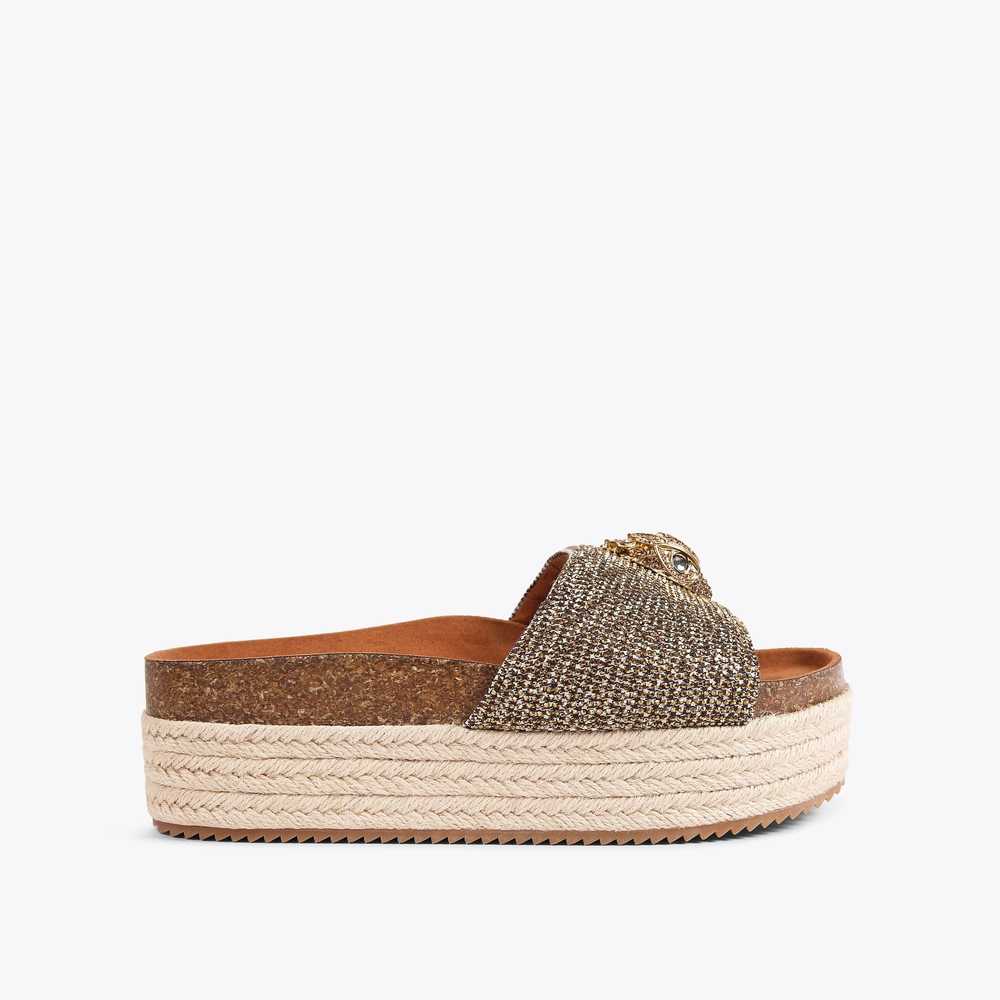Sandalias Planas Kurt Geiger Kensington Flatform Mujer Beige | Mexico-74065319