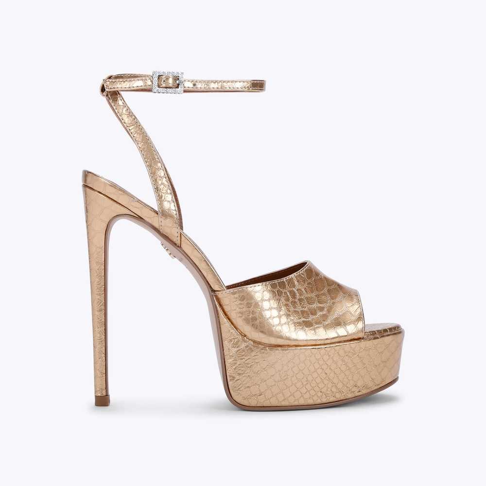 Tacones Kurt Geiger Pierra Plataforma Mujer Dorados | Mexico-85431929