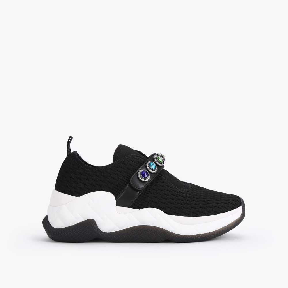 Tenis Kurt Geiger London Knit Jewel Mujer Negros Blancos | Mexico-04825619